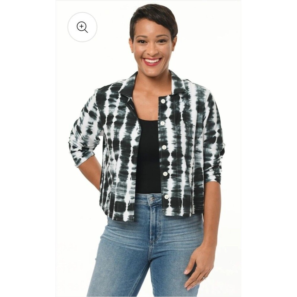 Snapdragon & Twig Pablo Jacket In Thunder Tie Dye Size Small Button Front Modal